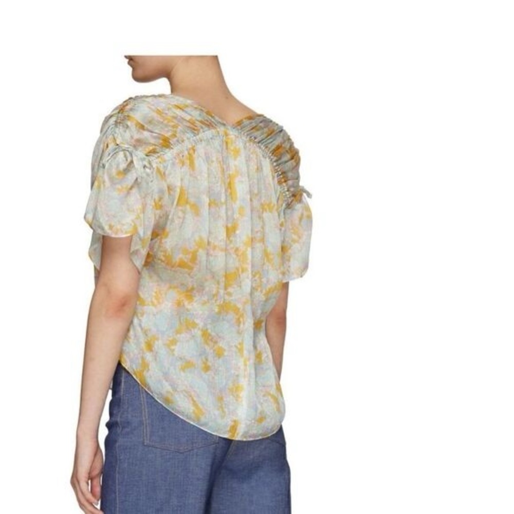VINCE Lotus Ruched Dolman Sleeve Silk